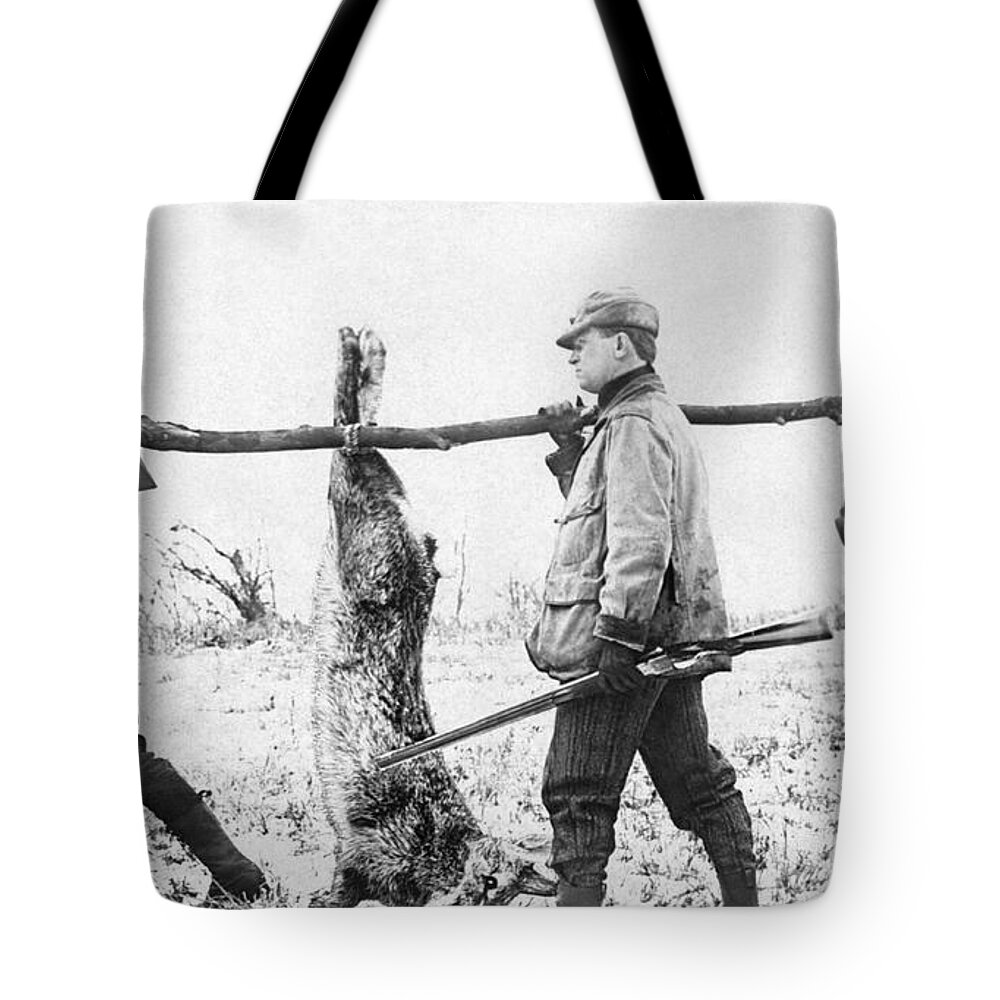 1900s Tote Bag featuring the photograph Hunters Carrying A Rabbit by Underwood Archives
