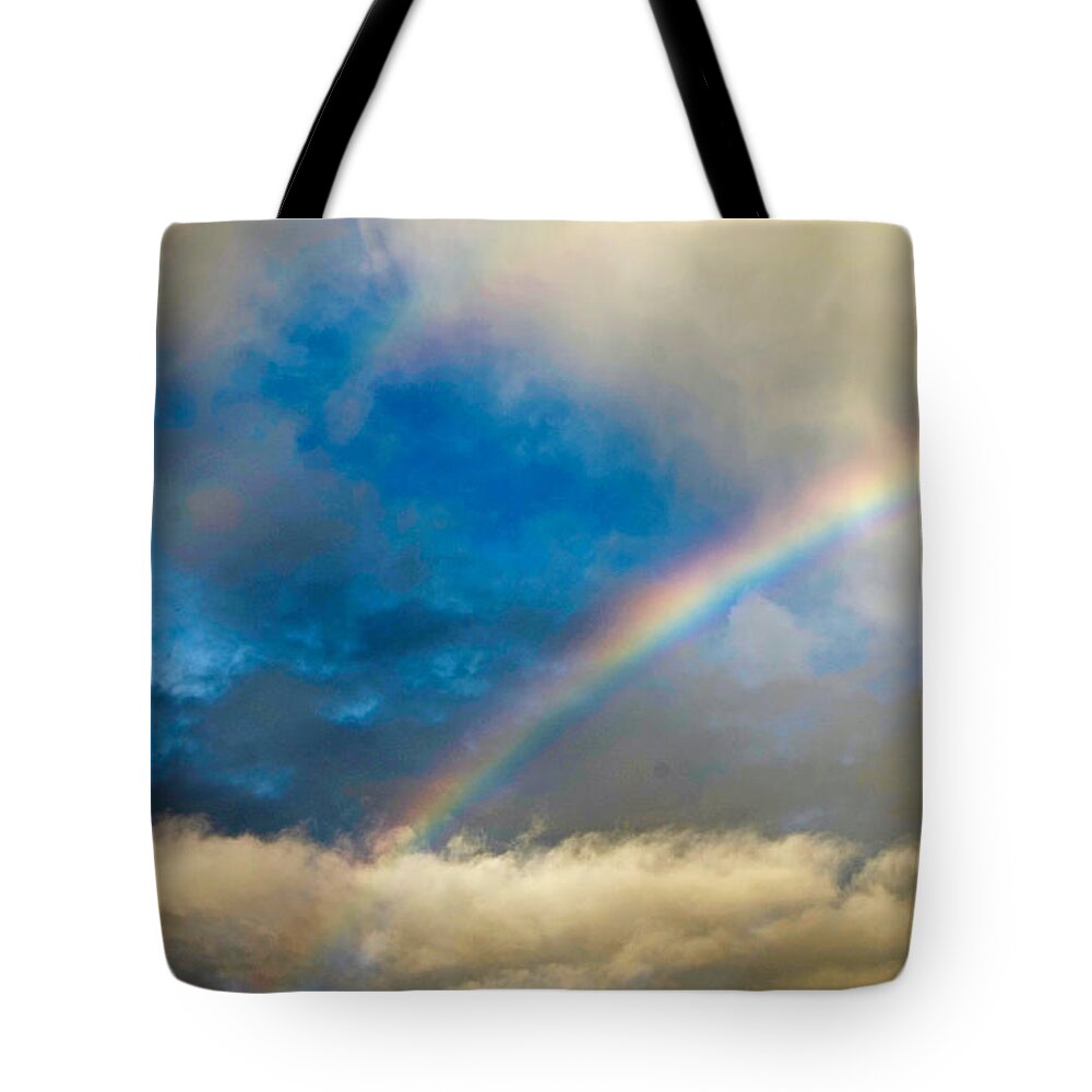 David Lawson Photography Tote Bag featuring the photograph Hurricane Iselle Rainbow by David Lawson