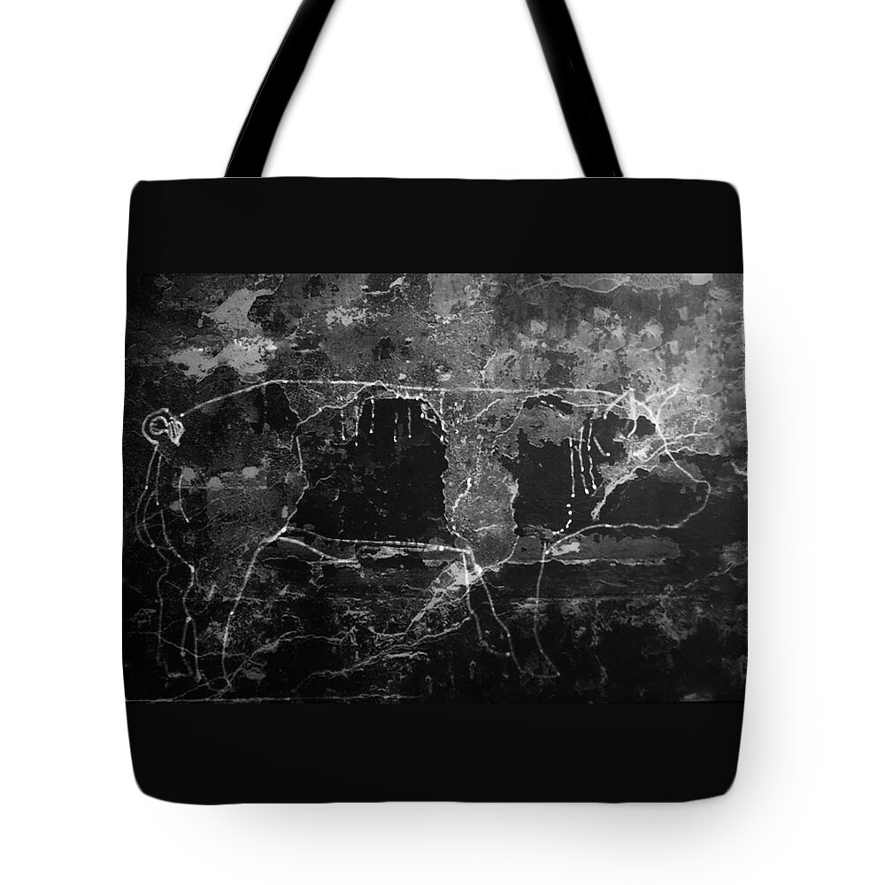 Hybrid Boar Tote Bag featuring the drawing Hybrid Boar 7 by Larry Campbell