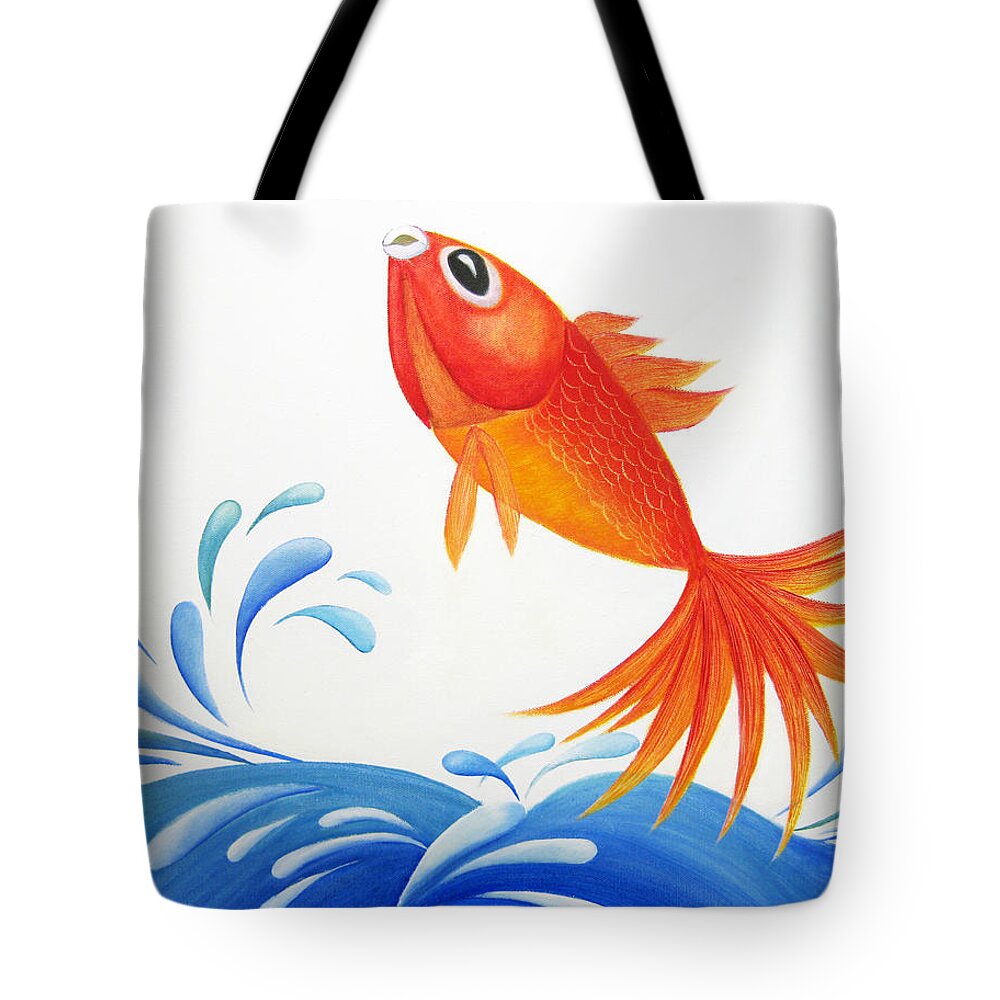 Whimsical Tote Bag featuring the painting I am back by Oiyee At Oystudio