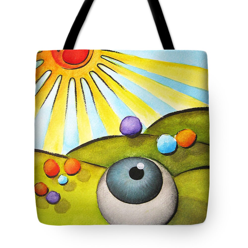 Eyeball Tote Bag featuring the painting I Can See Clearly Now by Oiyee At Oystudio