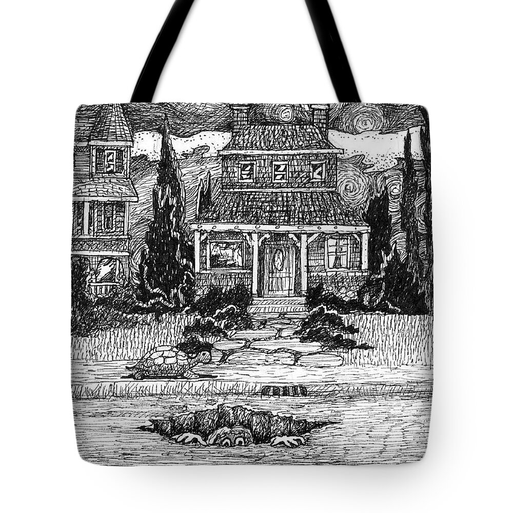 Konar Tote Bag featuring the painting I Fell in a Hole by Matt Konar