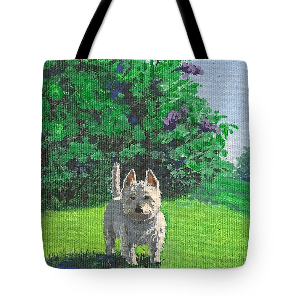 Print Tote Bag featuring the painting I Found the Stick by Margaryta Yermolayeva