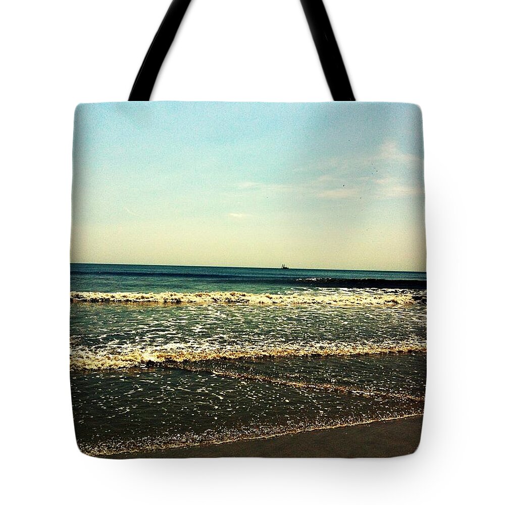 Beach Tote Bag featuring the photograph I Love the Beach by Marian Lonzetta
