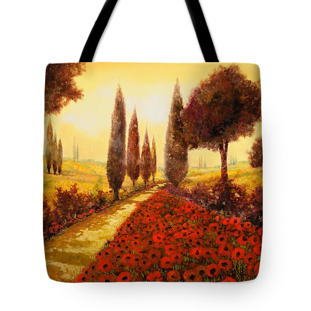 Poppy Fields Tote Bag featuring the painting I Papaveri In Estate by Guido Borelli