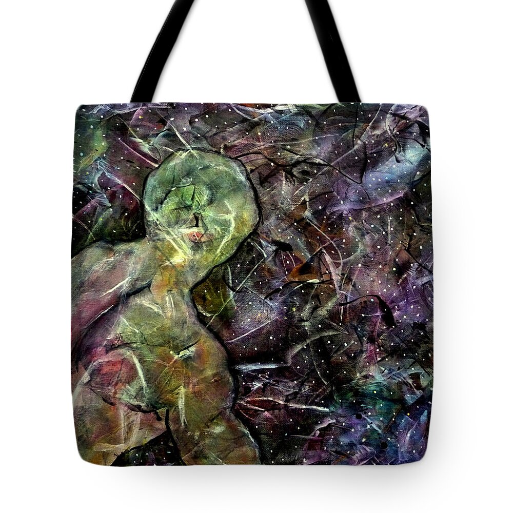 Walt Whitman Tote Bag featuring the painting Stardust - I Sing the Body Electric by Jim Whalen