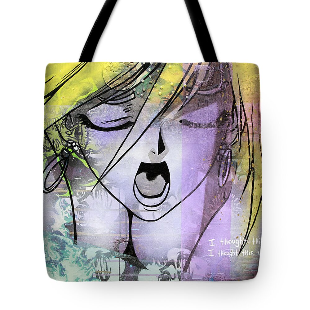 Anime Tote Bag featuring the painting I Thought This Would Feel Special by Bobby Zeik