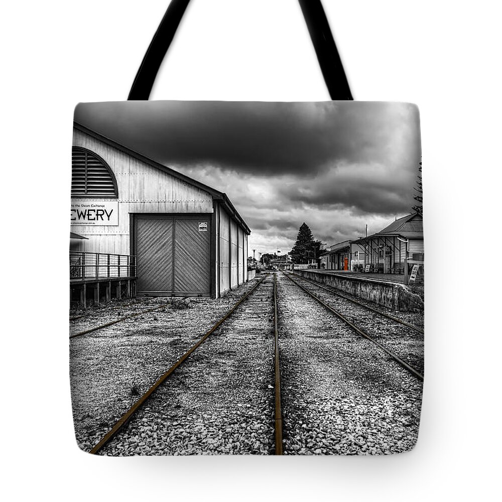 Railway Tote Bag featuring the photograph I walk the line by Wayne Sherriff