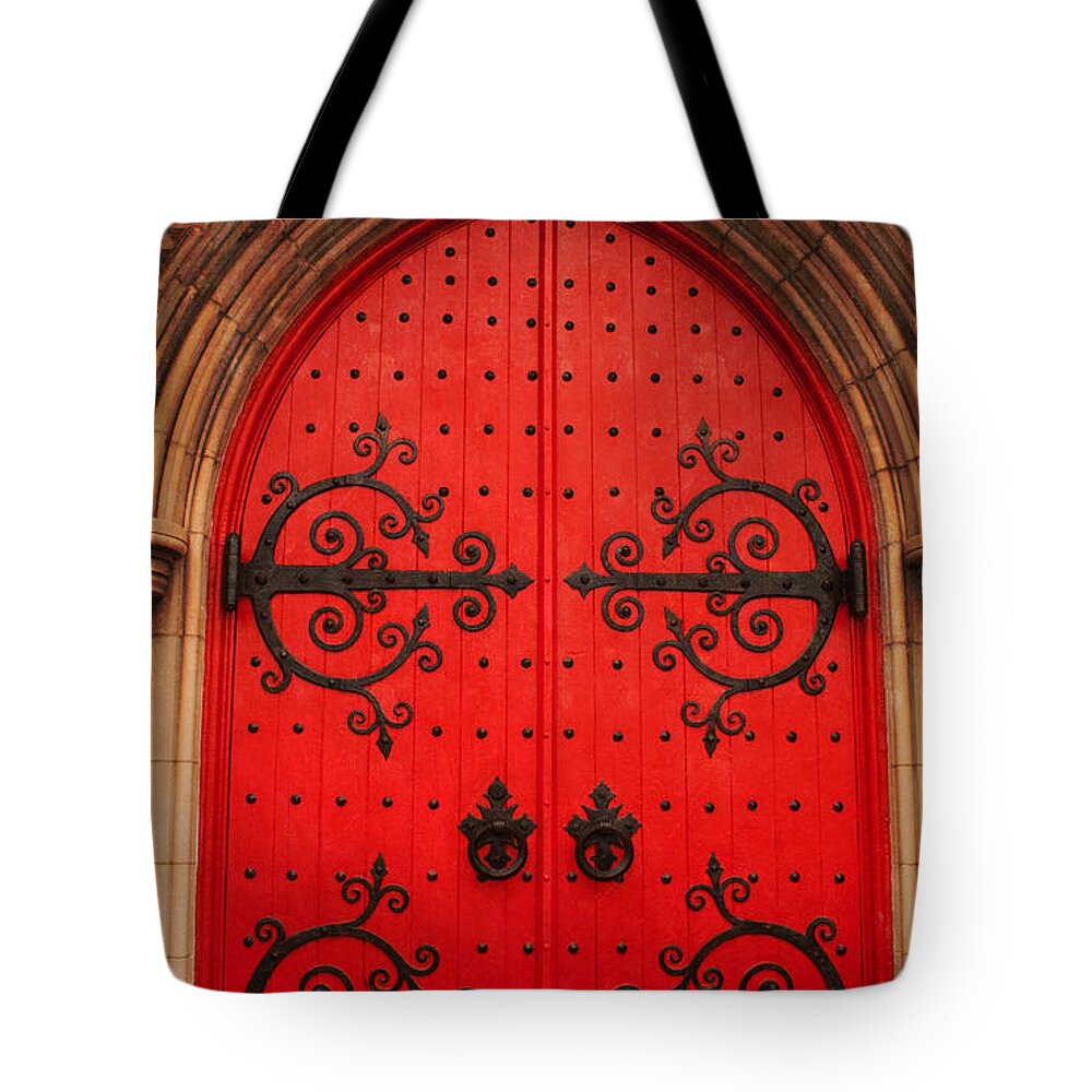 Red Tote Bag featuring the photograph I want to paint it black by Michael Porchik