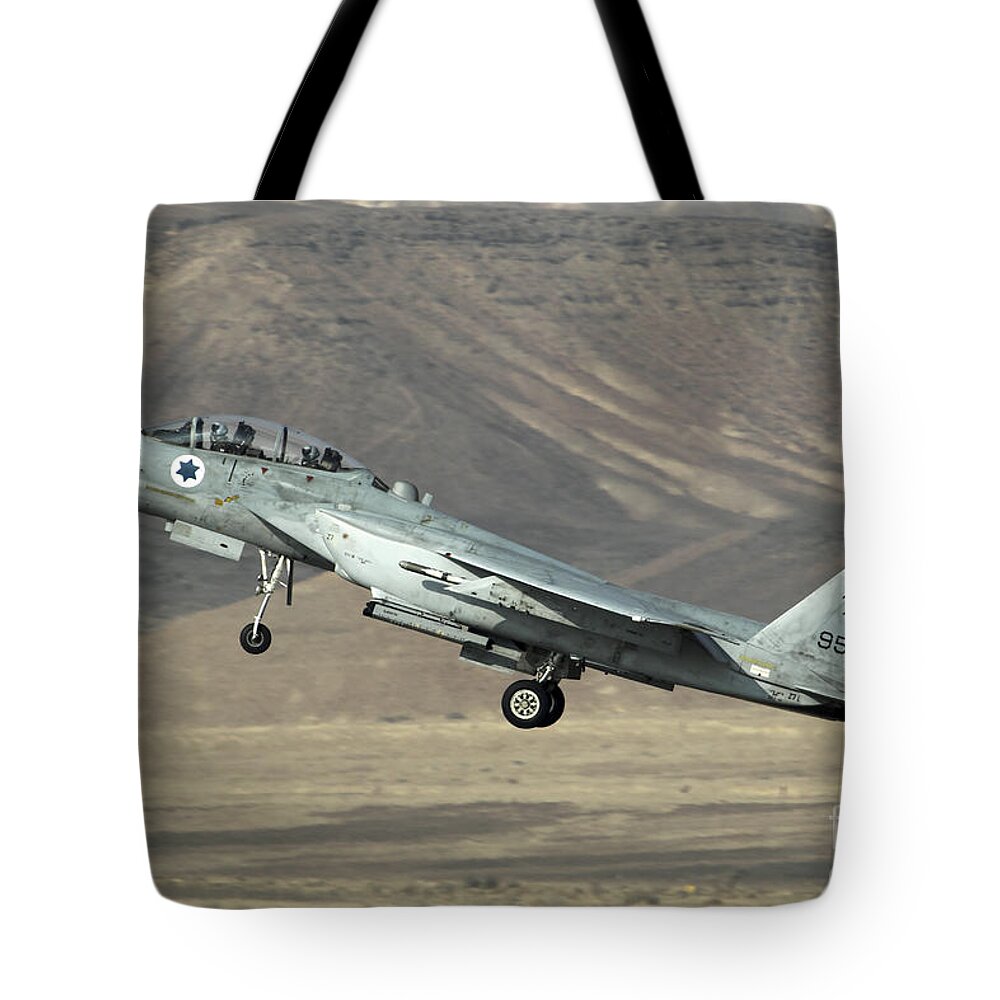 Iaf Tote Bag featuring the photograph IAF F-15 fighter jet by Nir Ben-Yosef