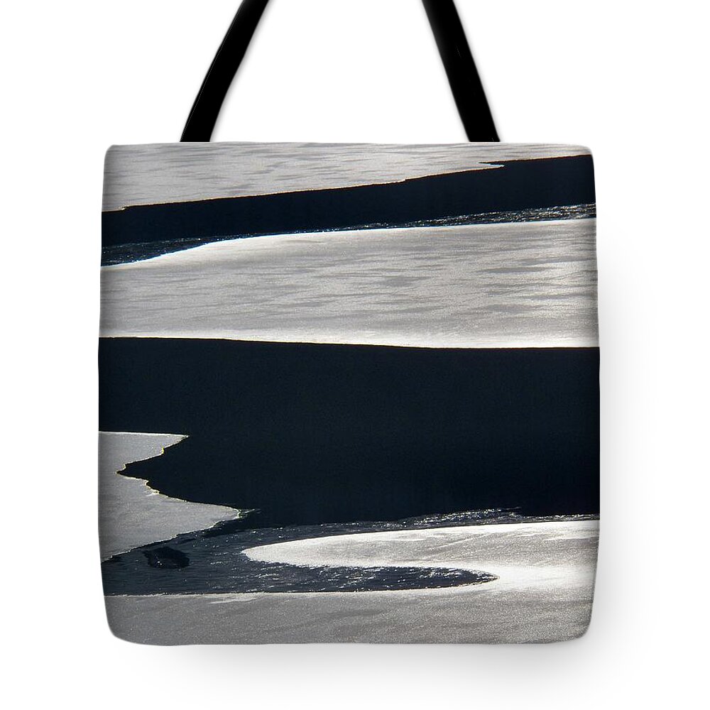 Melting Ice On The Lake. Tote Bag featuring the photograph Ice Abstraction by Steven Huszar