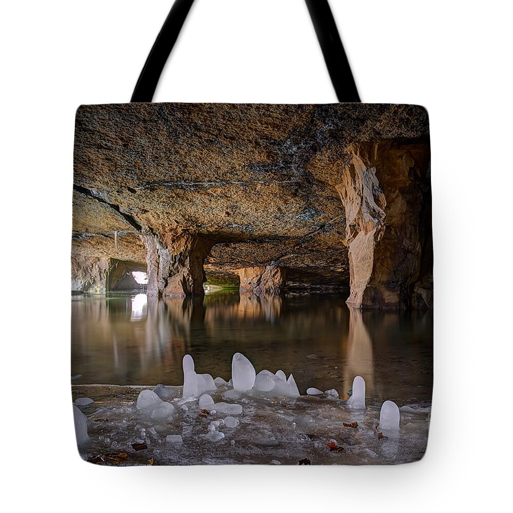 Widow Jane Mine Tote Bag featuring the photograph Ice Cave by Rick Kuperberg Sr