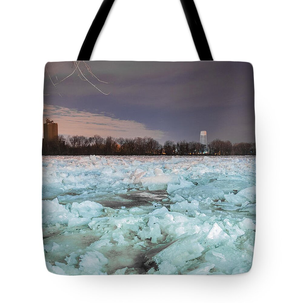 New Jersey Tote Bag featuring the photograph Ice Jam by Kristopher Schoenleber