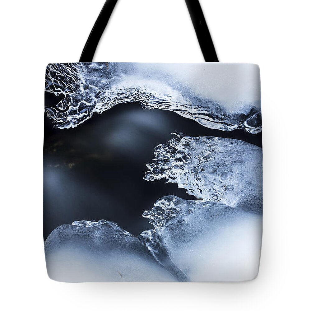 Heike Odermatt Tote Bag featuring the photograph Ice Over Stream Bavarian Forest Germany by Heike Odermatt