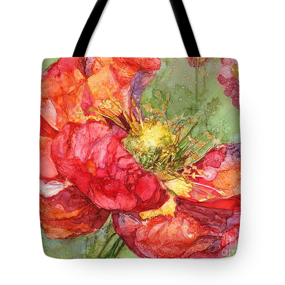 Alcohol Ink Paintings Tote Bag featuring the painting Ice Poppy Finish by Vicki Baun Barry