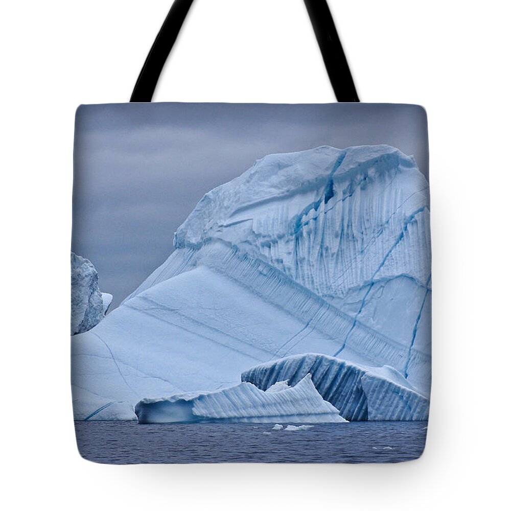 Arctic Tote Bag featuring the photograph Icebergs in Blue No. 2 by Michele Burgess