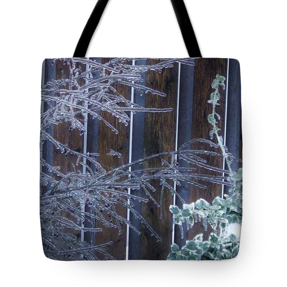 Ice Tote Bag featuring the photograph Icy Verticles by Ian MacDonald
