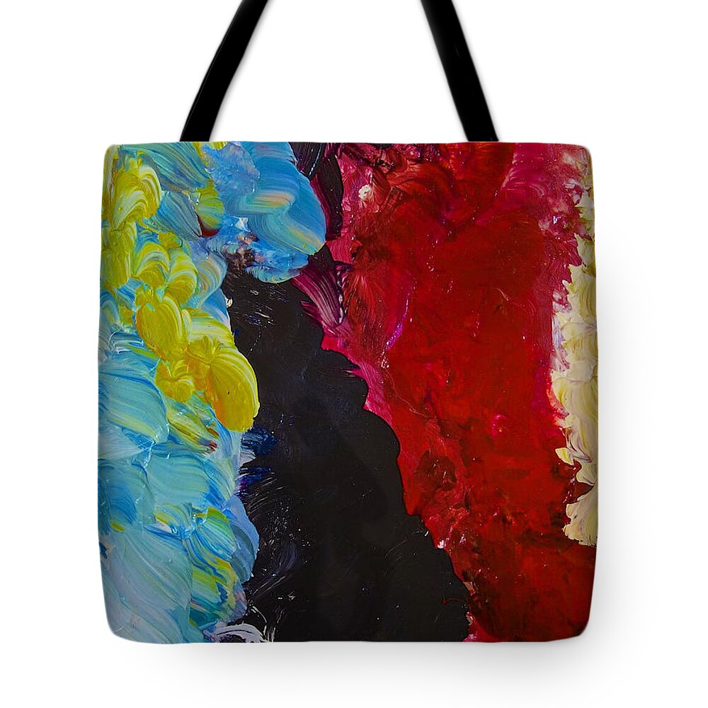 Red Tote Bag featuring the painting Intuitive Abstract Painting #4 by Joan Reese