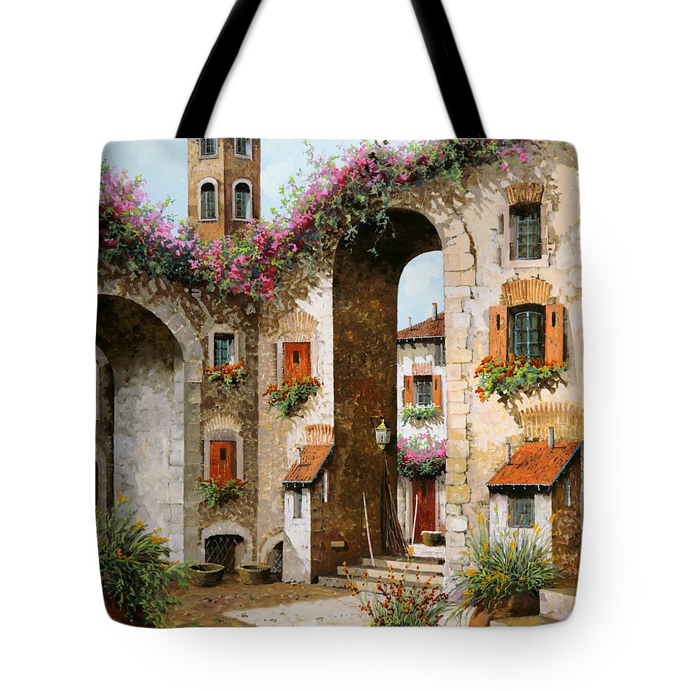 Tower Bell Tote Bag featuring the painting Il Campanile Piu' Bello by Guido Borelli