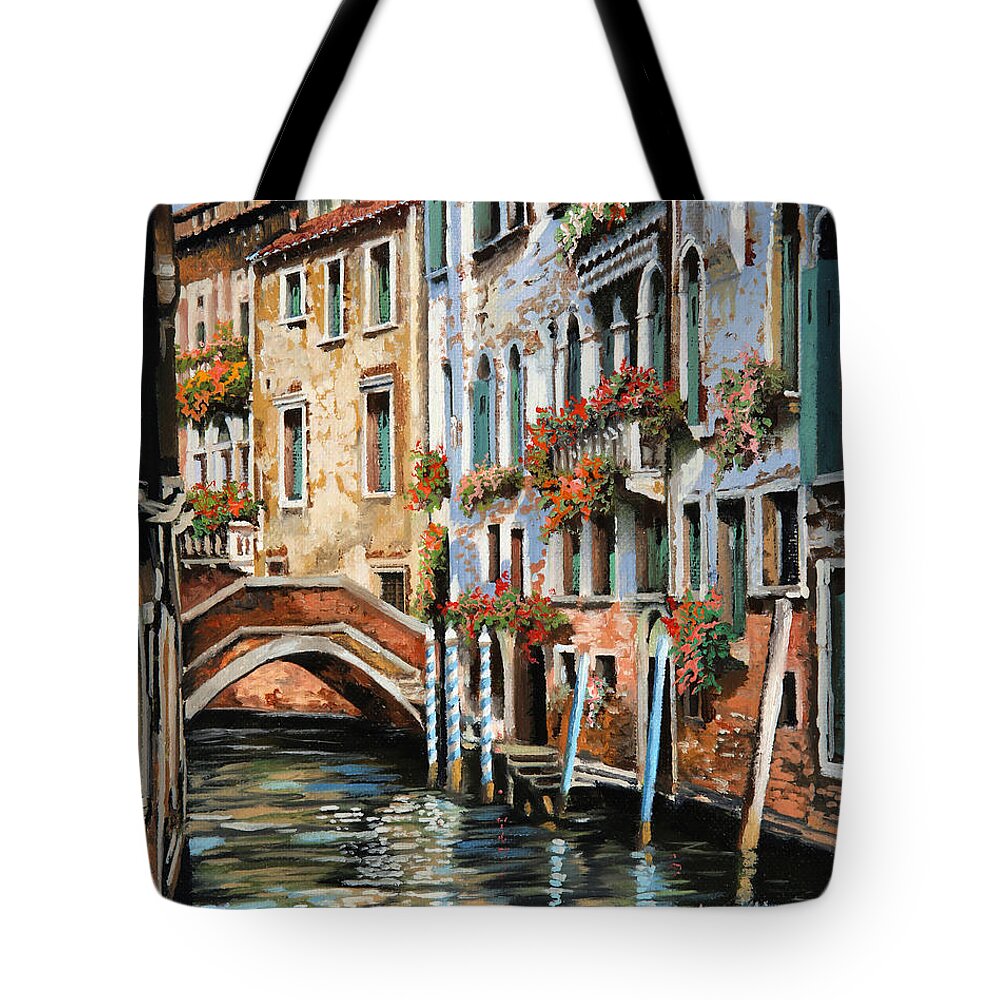 Venice Tote Bag featuring the painting Il Ponte E I Pali by Guido Borelli