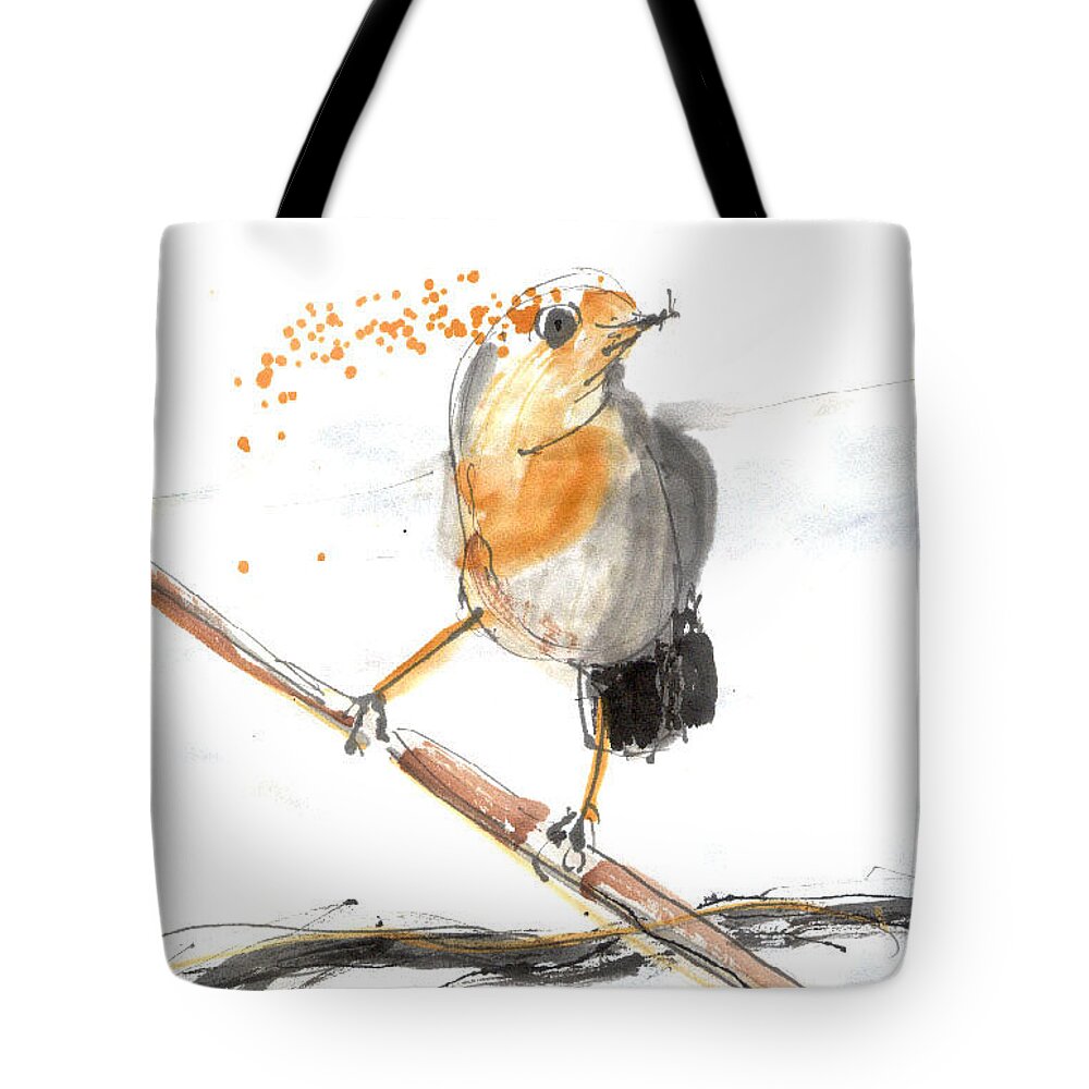 Bird Tote Bag featuring the drawing Illusbird14 by Karina Plachetka