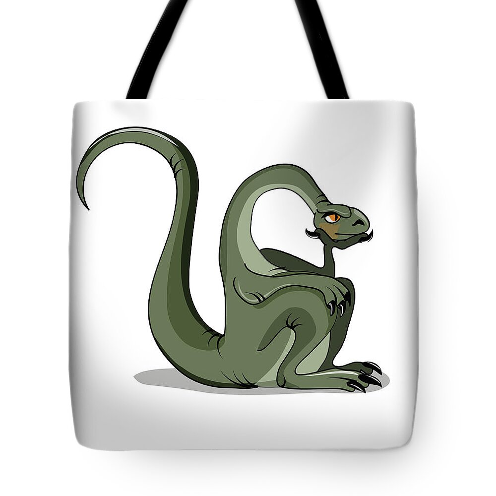 Copy Space Tote Bag featuring the digital art Illustration Of A Brontosaurus Thinking by Stocktrek Images