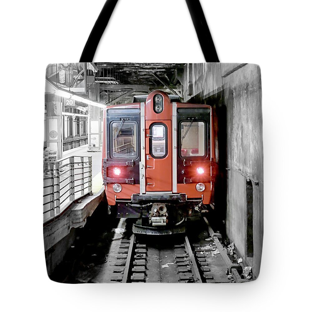 Photography Tote Bag featuring the pyrography I'm leaving on a Train by Paul Watkins