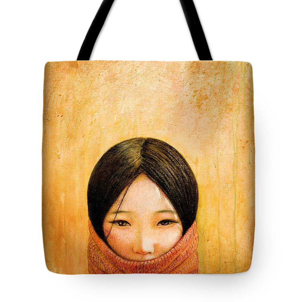 Tibet Tote Bag featuring the painting Image of Tibet by Shijun Munns