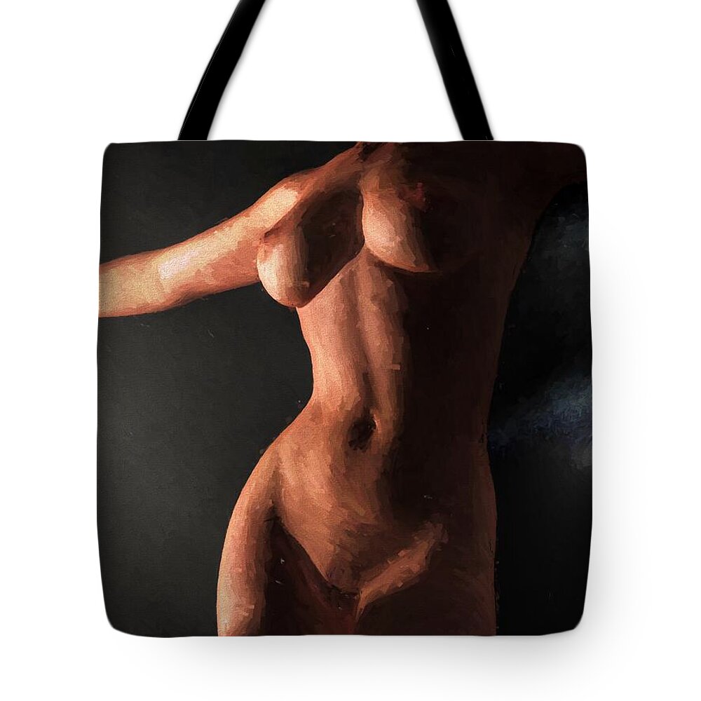 Torso Tote Bag featuring the digital art Impressionist Torso by Kaylee Mason
