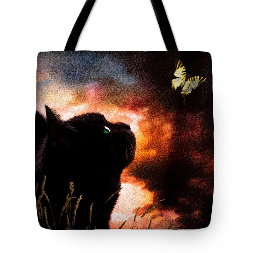 Sky Tote Bag featuring the photograph In a cats eye all things belong to cats. by Bob Orsillo