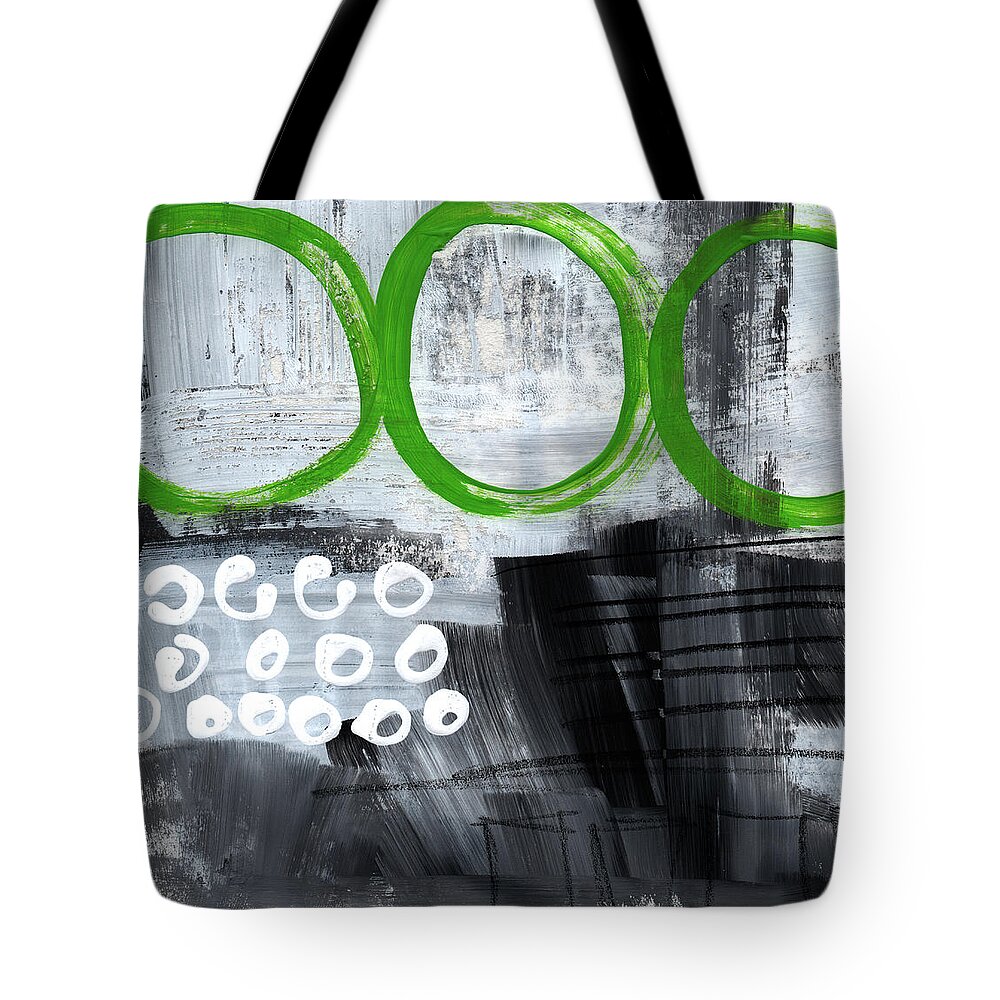 Abstract Tote Bag featuring the painting In Circles- abstract painting by Linda Woods