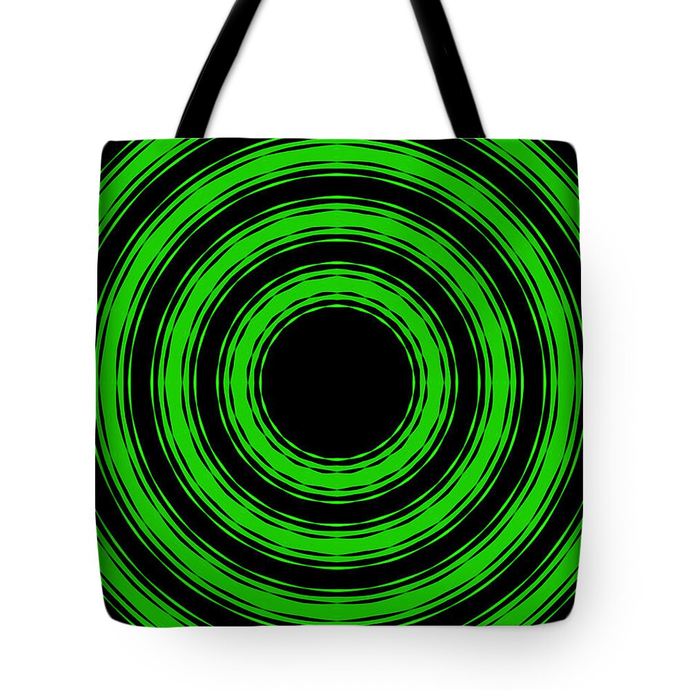 In Circles Tote Bag featuring the painting In Circles-Green Version by Roz Abellera