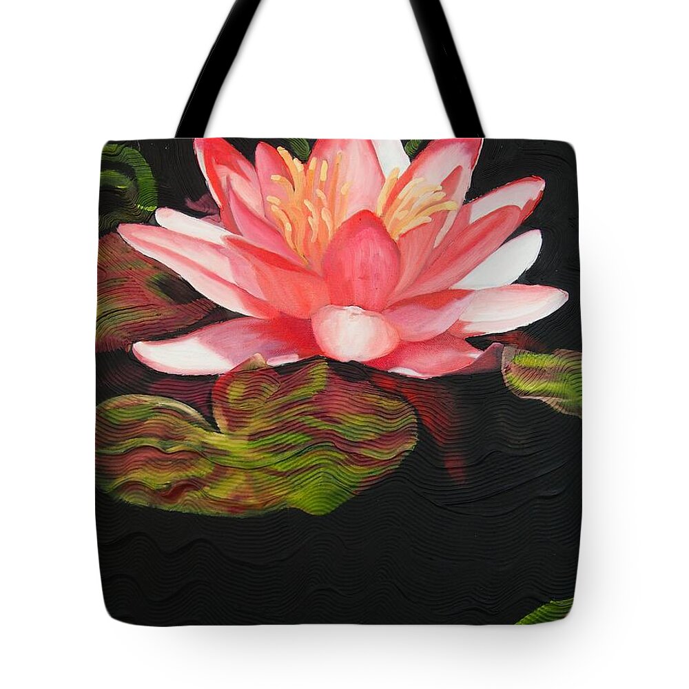 Lotus Tote Bag featuring the painting In Full Bloom by Janet McDonald