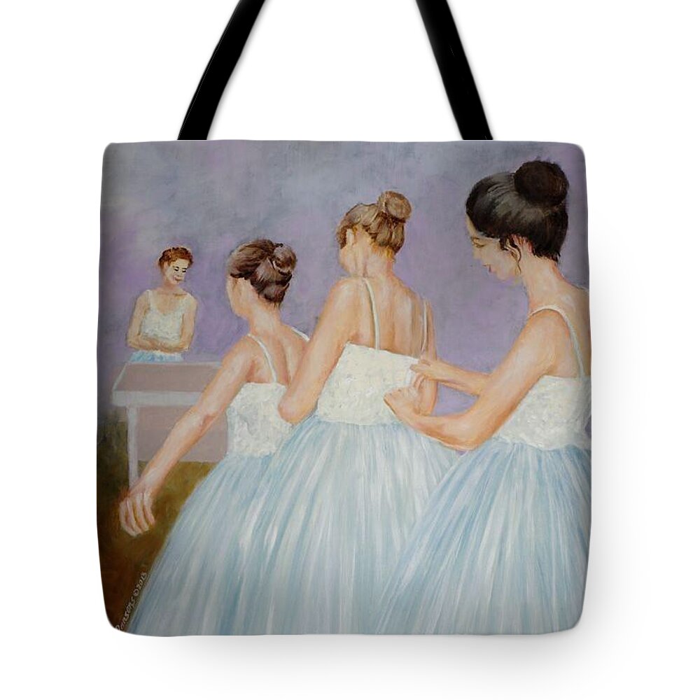 Ballerina Tote Bag featuring the painting In The Fitting Room by Cynthia Parsons