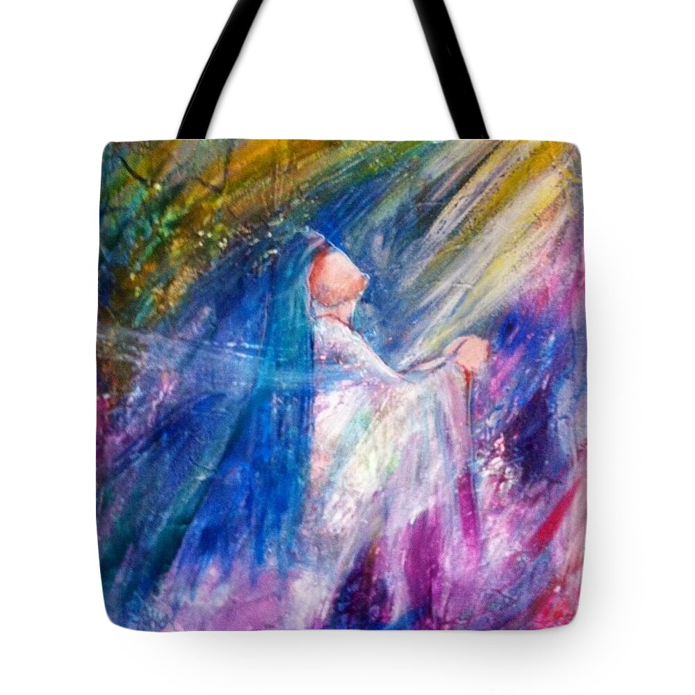 Jesus Tote Bag featuring the painting In The Garden by Deborah Nell