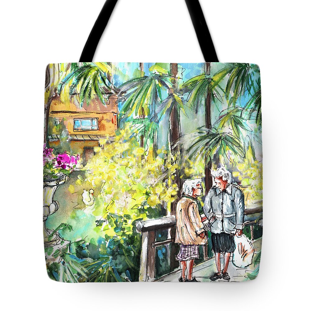 Travel Tote Bag featuring the painting In The Park In Bergamo by Miki De Goodaboom