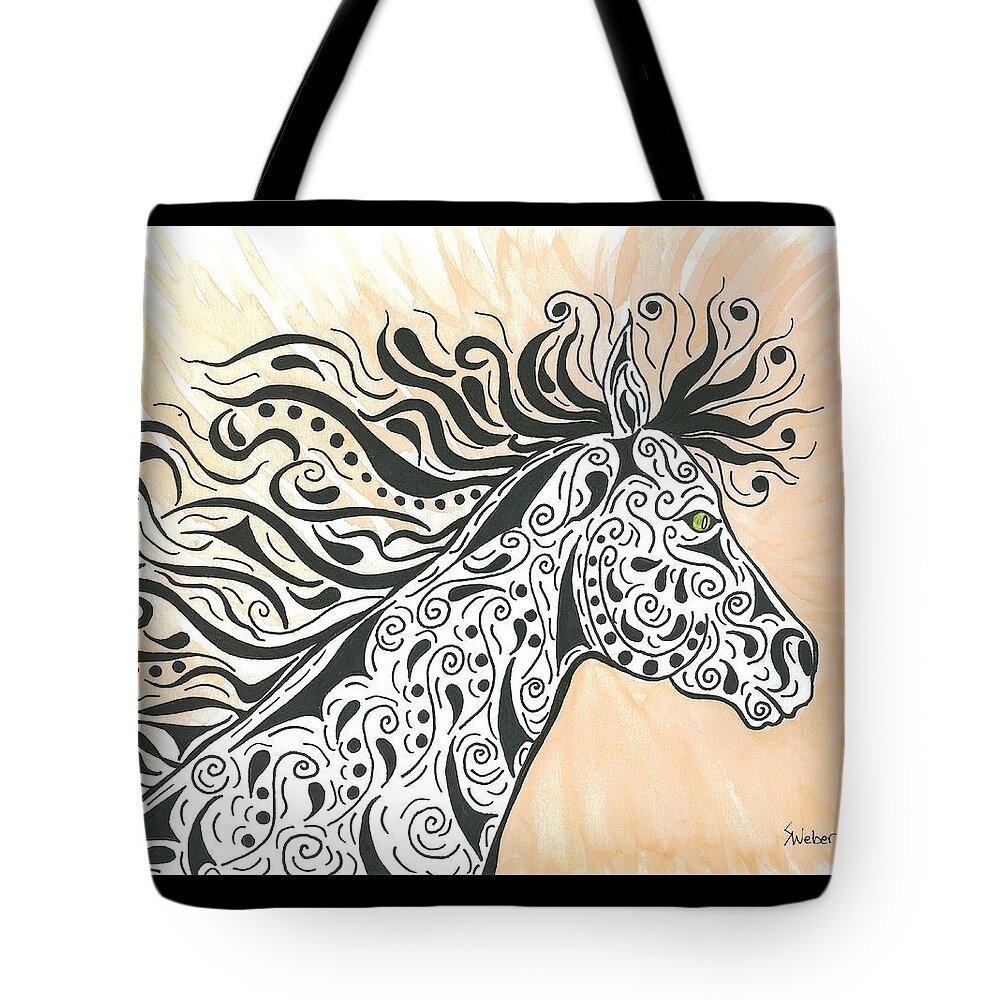 Horse Tote Bag featuring the painting In The Wind by Susie WEBER