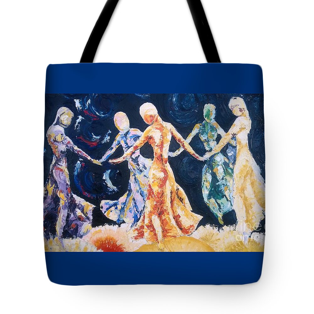 Women Tote Bag featuring the painting In Their Midst by Rhonda Falls