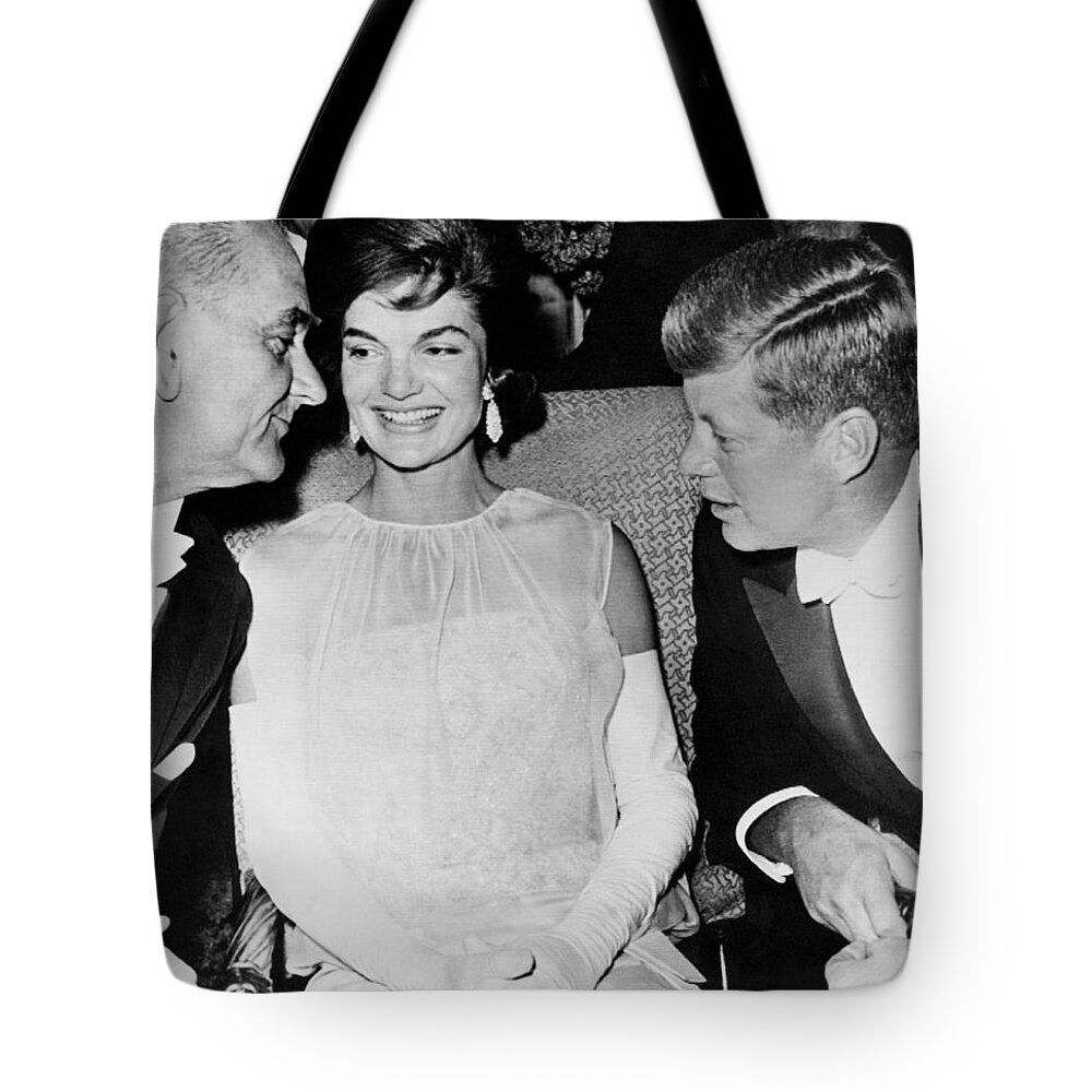 1961 Tote Bag featuring the photograph Inaugural Ball Conversation by Underwood Archives