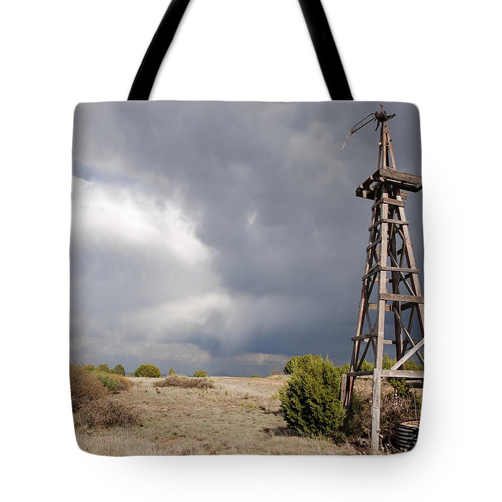 Abandoned Tote Bag featuring the photograph Incoming Storm on the High Plains Horizontal by Melany Sarafis