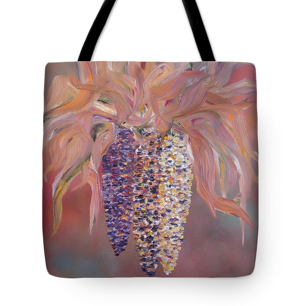 Indian Tote Bag featuring the painting Indian Corn by Judith Rhue