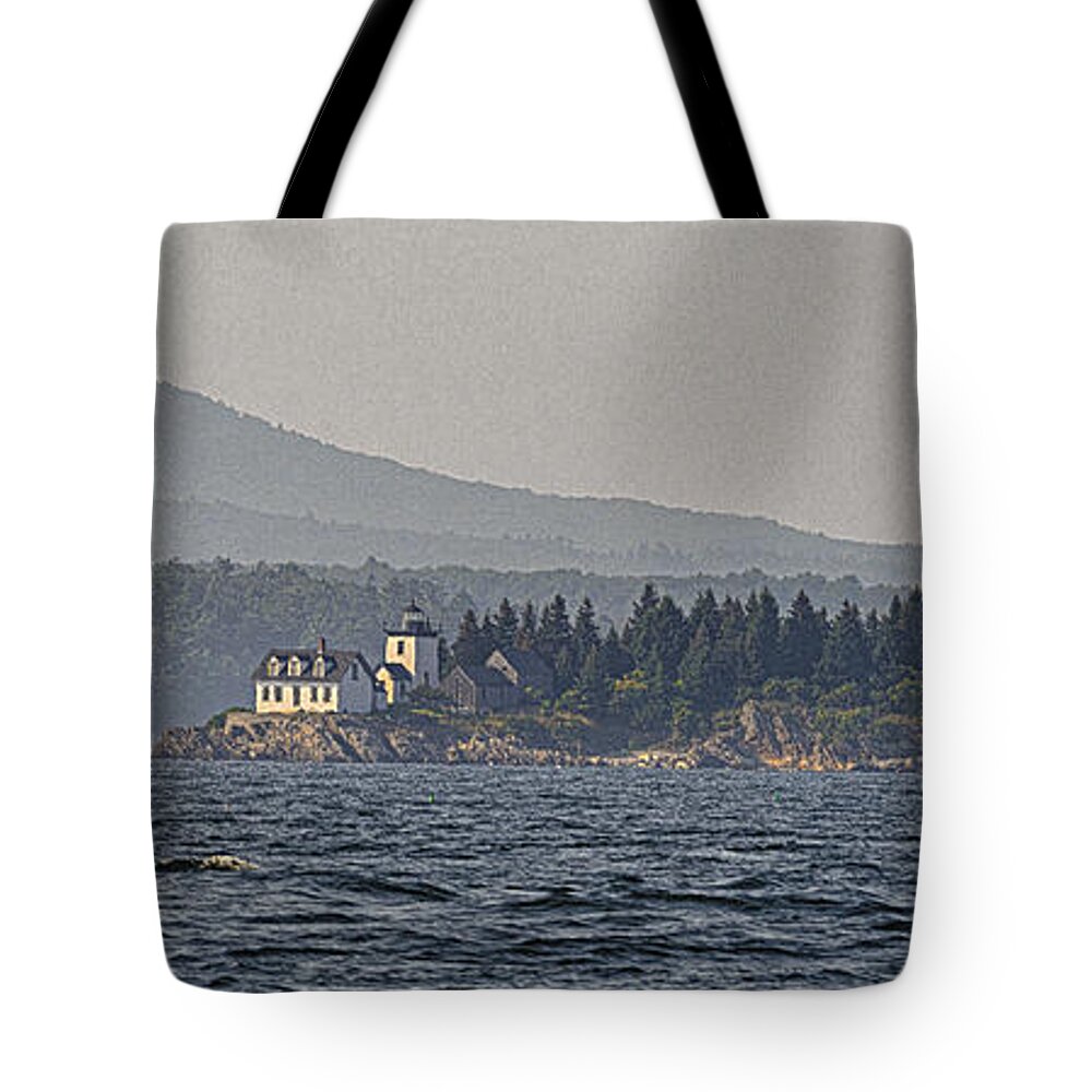 Indian Island Light Tote Bag featuring the photograph Indian Island Lighthouse - Rockport - Maine by Marty Saccone