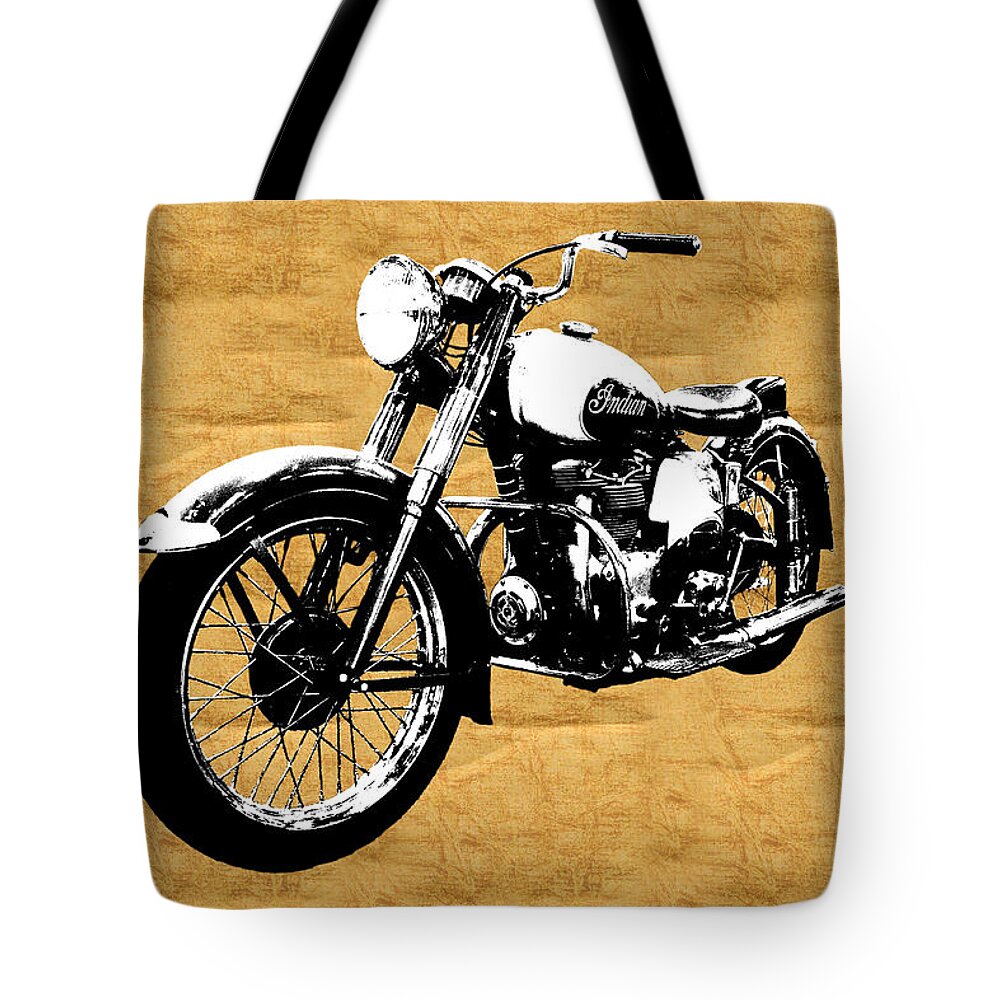 Transportation Tote Bag featuring the photograph Indian Motorcyle by Michael Porchik