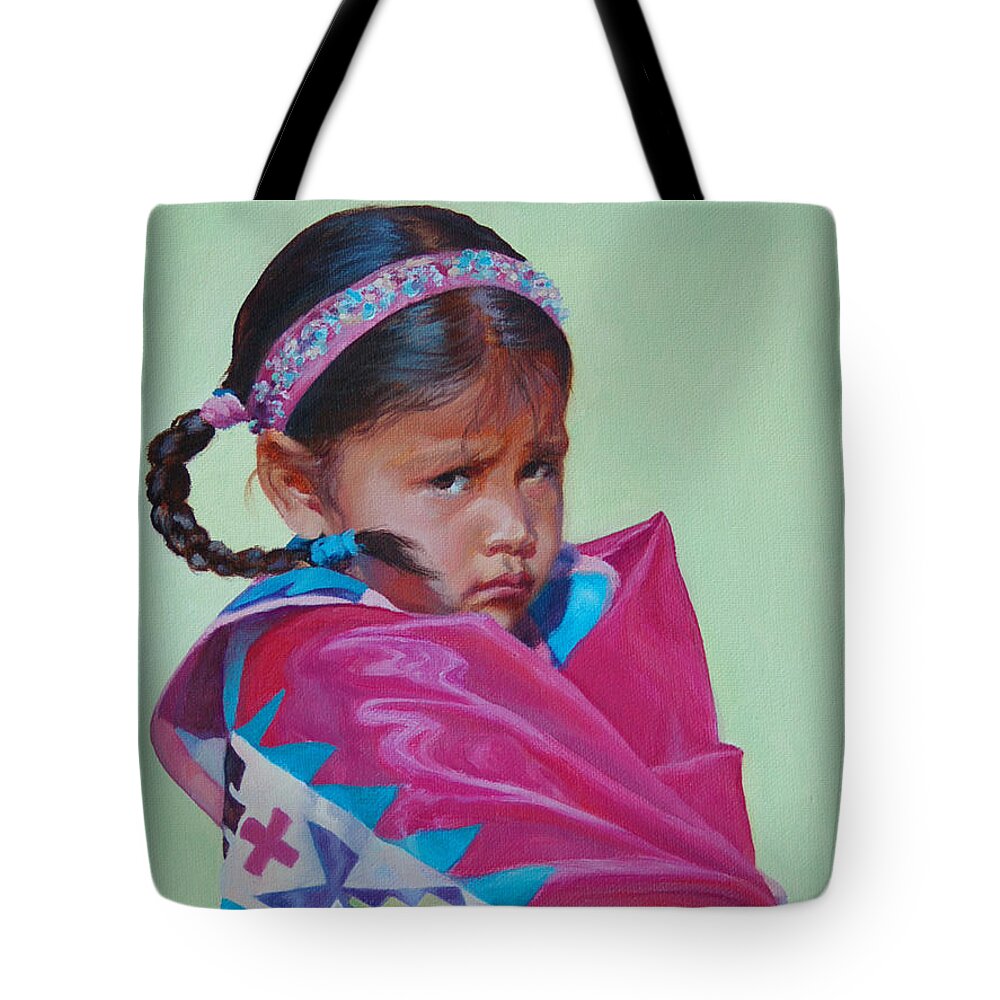 Native American Tote Bag featuring the painting Indian Princess by Christine Lytwynczuk