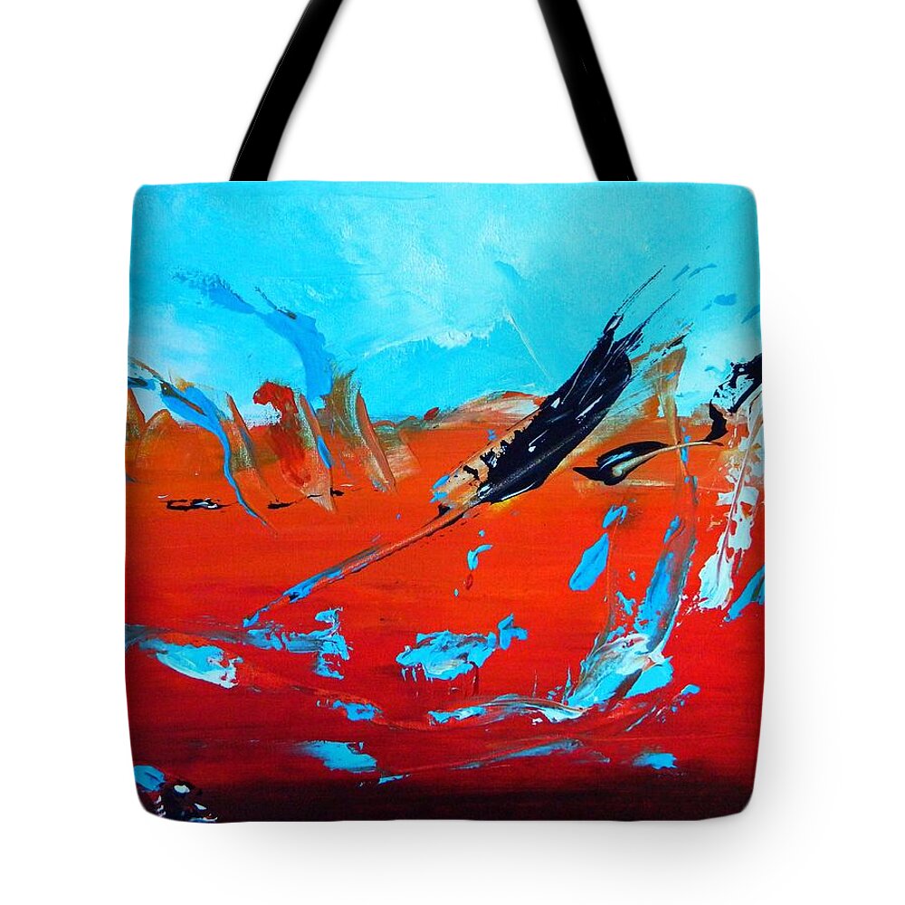 Abstract Art Tote Bag featuring the painting Indian Summer by Everette McMahan jr