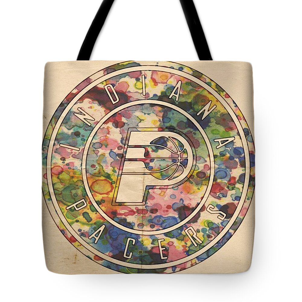 Indiana Pacers Tote Bag featuring the painting Indiana Pacers Logo Vintage by Florian Rodarte