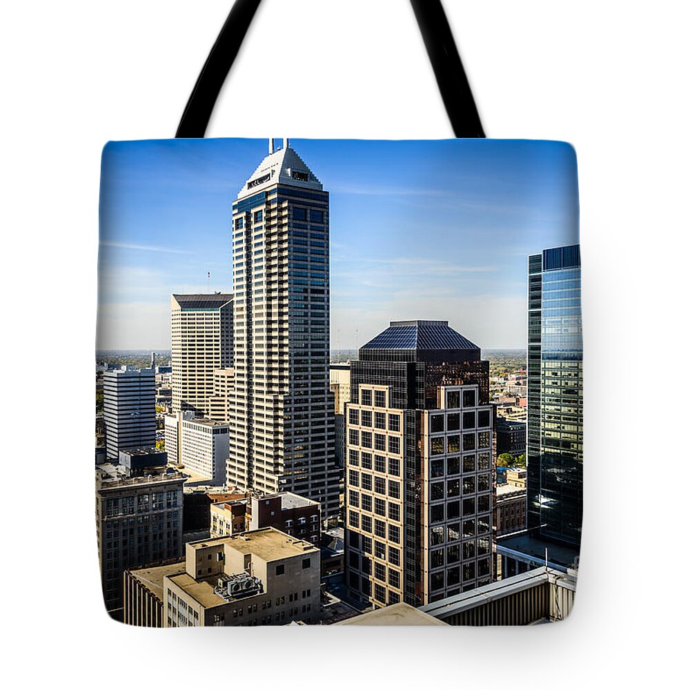 America Tote Bag featuring the photograph Indianapolis Aerial Picture of Downtown Office Buildings by Paul Velgos