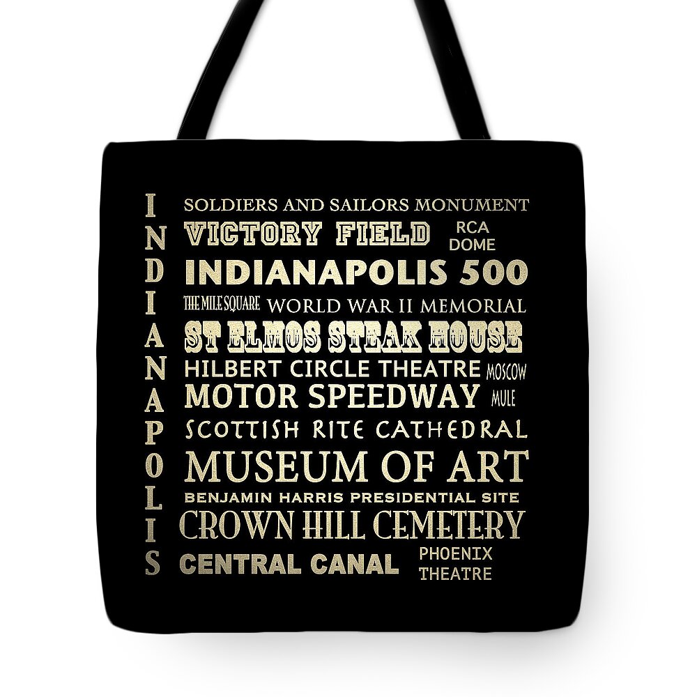 Indianapolis Tote Bag featuring the digital art Indianapolis Famous Landmarks by Patricia Lintner