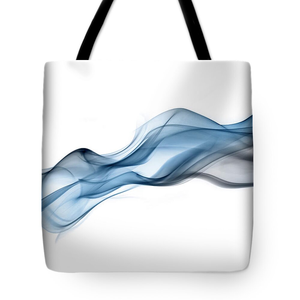 Curve Tote Bag featuring the photograph Inky Blue Drift Of Undulating Smoke by Anthony Bradshaw
