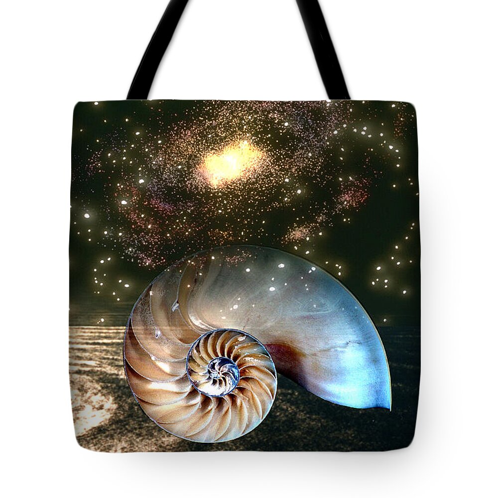 Shell Tote Bag featuring the digital art Inner Space Outer Space by Lisa Yount